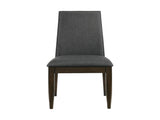 Set of 2 Grey Fabric Upholstered Dining Chairs, Dark Walnut B016P225492
