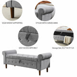 62" Bedroom Tufted Button Storage Bench, Modern Fabric Upholstered Ottoman, Window Bench, Rolled Arm W1853141520