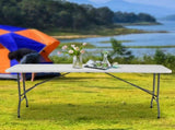 8FT Folding Picnic Table for Outdoor, Portable Fold-in-Half Plastic Dining Picnic Party Table with 20447905