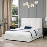 Miramar Queen Cushion-Back Headboard Platform Bed Frame, Antique White Polyester B2719P238241