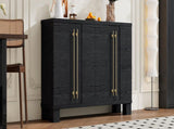 TREXM Sideboard Buffet Cabinet with Storage, Wood Sideboard with Adjustable Shelves and Gold Handles N715P232696B