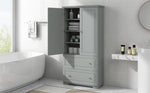 ZUN Wide Bathroom Storage Cabinet, Freestanding Storage Cabinet with Two Drawers and Adjustable Shelf, 93848651