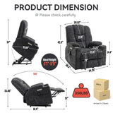 ZUN Large Power Lift Recliner Chair with Massage and Heat for Elderly, Overstuffed Wide Recliners, Heavy 16919319