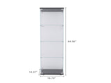 4 Shelves Glass Cabinet Glass Display Cabinet with One Door, Black 77240615