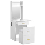 ZUN Small Vanity Desk with Mirror and Light, Dressing Table with Charging Station & Fold-up Panel for 34886053