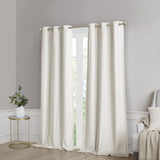Tonal Printed Faux Silk Total Blackout Curtain Panel Pair B03599834
