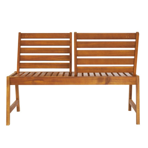 ZUN Acacia Wood Outdoor Patio Bench with Adjustable Backrest, 2-Person Park Bench Garden Bench Front 04227809