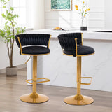 ZUN Bar Stools Set of 2, Height Adjustable ,Fabric Around Woven Basket Network Design,Velvet Modern Bar W1521P193164