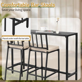 3 Piece Outdoor Patio Bar Set, 55" Rectangular Pub Height High Top Bar Table with 2 Cushioned Bar 97176275