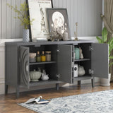 TREXM Retro Sideboard door with Circular Groove Design Round Metal Door Handle for Entrance, Dinning WF307723AAE