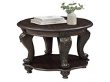 22'' Two Tone Round End Table,Solid Wood Sofa Side Table with Shelf,Living Room Corner Table Easy 04247644