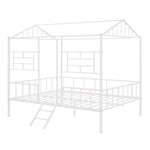 ZUN Metal House Bed Frame Full Size with Slatted Support No Box Spring Needed White MF289094AAK