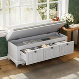 ZUN TREXM Classic Storage Bench with Cushioned Seat and Three Drawers for Entryway and Living Room N715P207812E