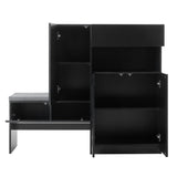 ON-TREND Elegant 2-in-1 Shoe Cabinets with Soft Cushion, Modern Storage Bench with Arched Doors & 12590496