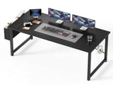 55" Home Office Desk, Computer Desk with Storage Bag & Hook, Waterproof Top & Metal Frame, Modern 41065565