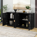 ZUN Modern Functional Large Storage Space Sideboard with Wooden Triangular Handles and Adjustable 31914104