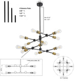 ZUN Black and Brass Chandelier Mid Century Sputnik Pendant Light 12-Lights Chandeliers Height Adjustable 94742718