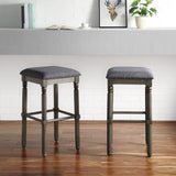 ZUN Arnhem Wood Upholstered Bar Stools, Set of 2, Grey T2574P164818