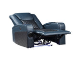 Alair Blue & Black Leather Aire Power Motion Recliner W/Bluetooth, Wireless Charger & Cupholder B2726P321025
