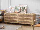 59.06"6-Drawers Rattan Storage Cabinet Rattan Drawer with White Drawer Slides,for Bedroom,Living W757P162758