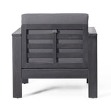 Outdoor Acacia Wood Club Chairs with Cushions, Dark Gray, 27.75"D x 32"W x 27.75"H 70692.00DGRY