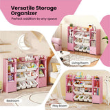 Pink Multi-Functional Kids Storage Shelf - Toy OrganizerBookcase, 56"x12"x39", Anti-Toppling, 35588897