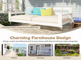 Patio Wooden Twin Size Porch Swing Daybed Frame, Garden Swing Bench Chair with 4 Hanging N717P265795K