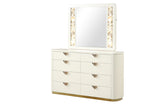 La Pierre Modern Style Mirror Made with Wood and Gold LED edges in Beige B009P270814