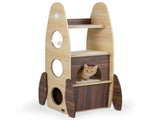 4-Tier Rocket Shape Cat Tree with 2-Tier Condo Sisal Scratch Pad Hanging Pompom NaturalWhite 12794480