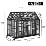 52" Heavy Duty Dog Crate Large Dog cage Strong Metal Dog Kennels and Crates for Large Dogs with 4 W206137933