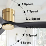 ZUN Indoor 52 Inch Ceiling Fan Without Light 3 Solid Wood Fan Blade Noiseless Reversible Dc Motor Remote W934P145931