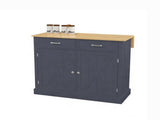 Dark Gray Farmhouse Kitchen Cart Rolling Island with Drop Leaf Wood Breakfast Bar, 2 Drawers & 66956079