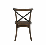 Set of 2 "X" Metal Back Side Chairs, Dark Oak and Black B016P314477