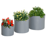 ZUN Set of 3 Outdoor Planter Set, 13/11.5/9in, MgO Flower Pots with Drainage Holes, Outdoor Ready & W2225142626