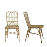 Outdoor PE Wicker Patio Dining Chairs Set of 2,Outdoor Rattan chairs for Backyard,Poolside,Garden, N762P236148N