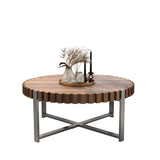 31.4-inch living room circular coffee modern natural wood grain handmade drum shaped coffee 90175034