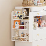 Changing Table Modern Dresser with Wide Table Top, 3Drawers, White Drawer Dresser W3393P315819