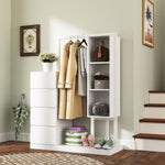 ZUN Wardrobe with Hanging Rack & Shelves, 4 Drawers Wardrobe with Storage Shelves for Bedroom, Wardrobe W331P235143