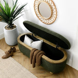 Storage Ottoman Bench, Upholstered End of Bed Ottoman Bench with and Seating, Large Blanket W487P179605