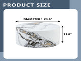 Simple White MarbleTexture Round MDF Coffee Table 23.6" Diameter 11.8" Height, Modern Minimalist W1151P385650