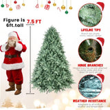 Artificial 7.5ft Blue green Tint Christmas Tree with 2908 PE/PVC Mixed Branch Tips, memory wireiron 90171798