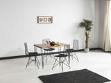 Zen Wire Modern Chair, Black Metal, Black Leather Cushions, Ergonomic and Comfortable Design B029P332148