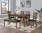 ZUN 6-Piece Dining Set with Bench, Brown Cherry B046P147182