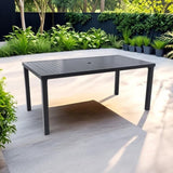 Modern 35.5"x67" Rectangular Outdoor Patio Dining Table with Post-Leg Design, Rust-Free & W1886P272354
