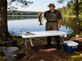 50" Folding Fish Cleaning Table with Sink, Bi-Folding Portable Camping Sink Station with Drain Hose, 37035974