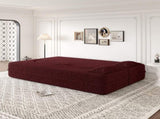 Modern Floor Sofa with 2 Pillows,Convertible Teddy Fabric Foam-Filled Sleeper Sofa Bed,15" Full Size 58553868