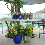 3 Pieces Ceramic Flowerpot, Modern Planter for Patio, Garden or Windowsills - Antique Blue Green W3273P321546