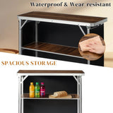 Portable Folding Bar Table with Shelf, Tradeshow Podium Table with Black Skirt and Carrying Bag, for 74020980