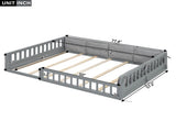 Wood Full Size Upholstered Platform Bed with Guardrail and Pillow, Gray WF323090AAE