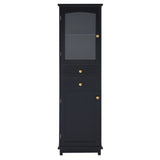 ZUN 63" Tall Bathroom Storage Cabinet with Glass Doors, Free-Standing, Two Drawers, and Adjustable N729P171305B